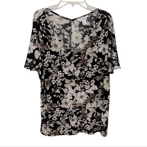Liz Claiborne Floral Black and White Women's Top